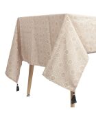Tovaglia rettangolare con pompon in colori casuali - 140x240 cm