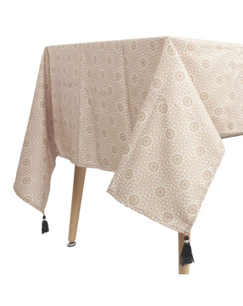 Nappe rectangulaire pompons coloris aléatoire  - 140x240 cm