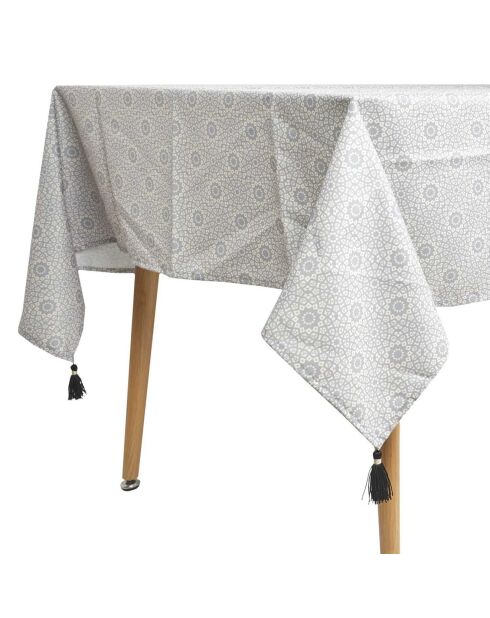 Nappe rectangulaire pompons coloris aléatoire  - 140x240 cm