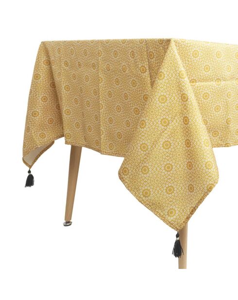 Nappe rectangulaire pompons coloris aléatoire  - 140x240 cm