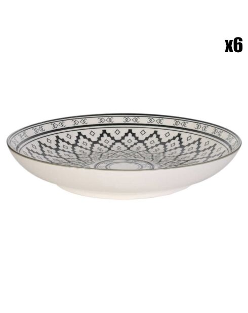 6 Assiettes creuses Mirage coloris aléatoire  - 25.2x4.2x25.2 cm