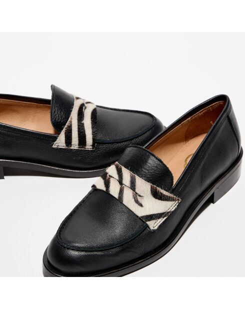 Juliette Mokassins aus schwarzem Zebramuster aus Leder