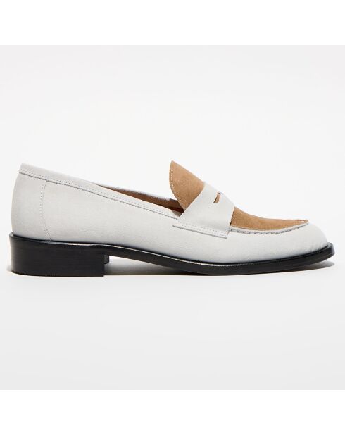 Mocassins en Velours de Cuir Juliette camel/blanc