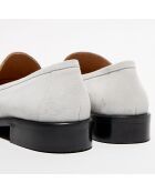 Mocassins en Velours de Cuir Juliette camel/blanc