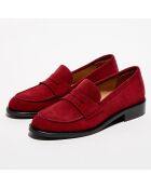 Mocassins en Velours de Cuir Juliette framboise