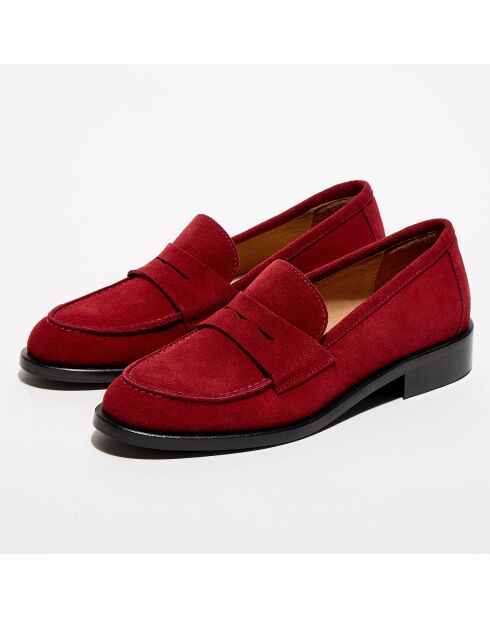 Mocassins en Velours de Cuir Juliette framboise