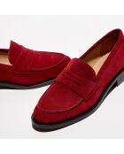 Mocassins en Velours de Cuir Juliette framboise