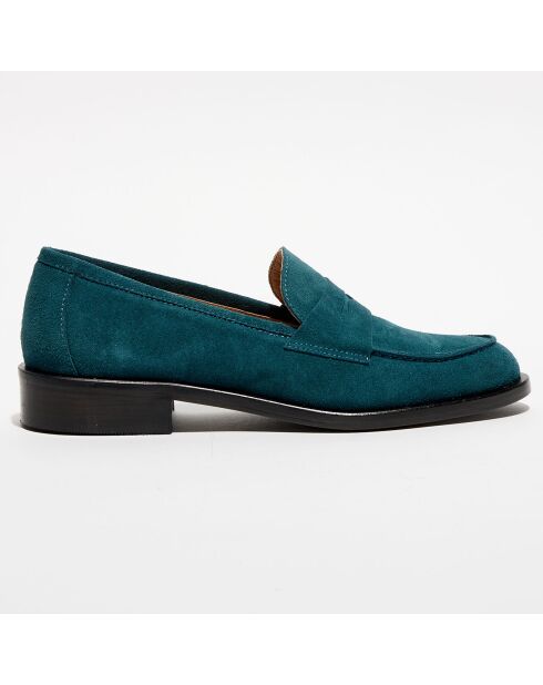 Mocassins en Velours de Cuir Juliette vert anglais