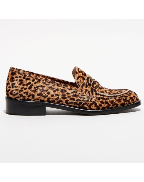 Mocassins en Cuir façon poulain Juliette léopard