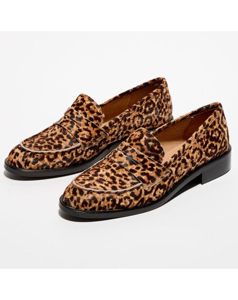 Mocassins en Cuir façon poulain Juliette léopard