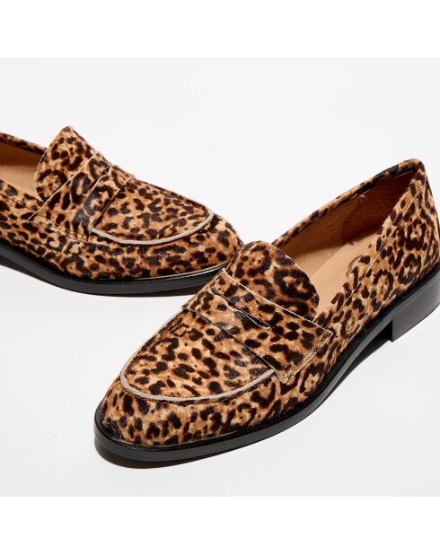 Mocassins en Cuir façon poulain Juliette léopard