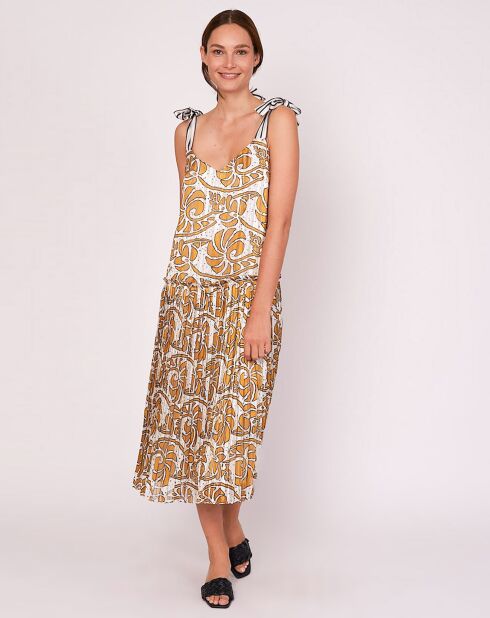 Chrisla gelbes bedrucktes Kleid