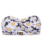 Bandeau-Badeanzug-Top mit Gänseblümchen-Print und Rüschen