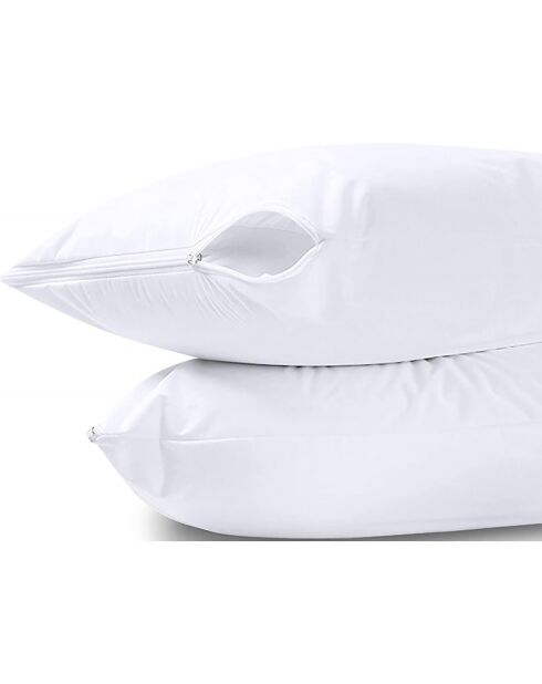 2 protectores de almohada de esponja blanca