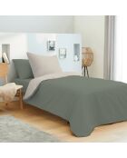 Parure housse de couette, drap housse & taies - pour lit 90x190 cm eucalyptus/ficelle