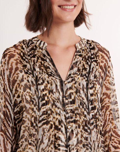 Blouse Enaya imprimée marron