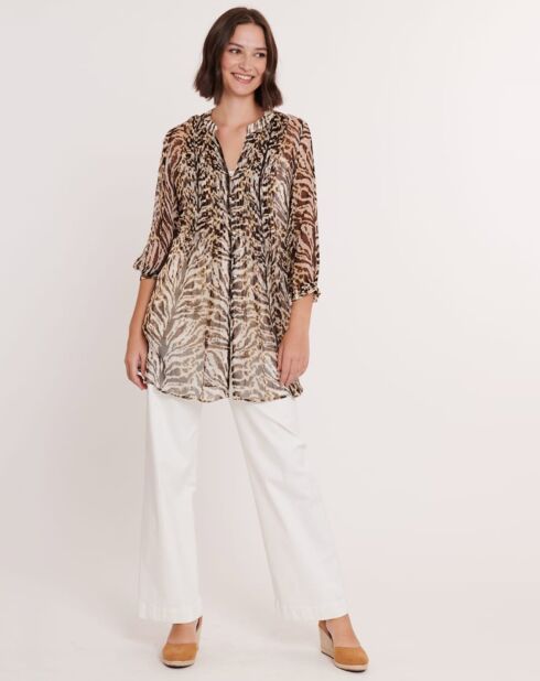 Blouse Enaya imprimée marron