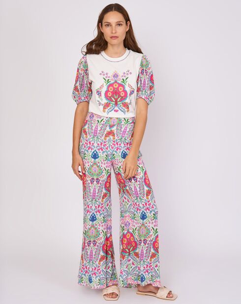 Joliflor broek met ecru print