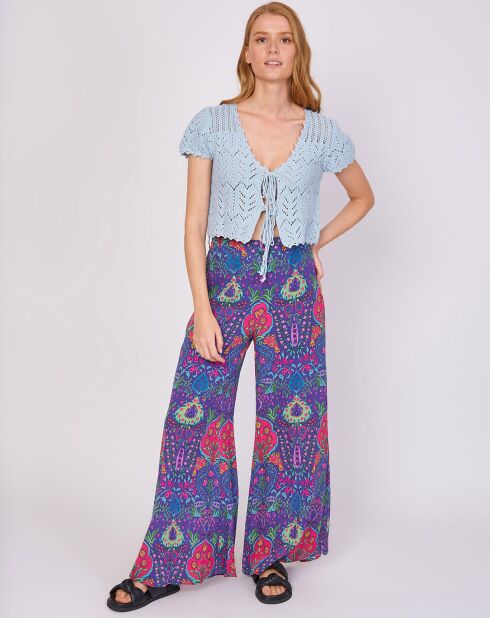 Marineblauwe broek met print van Joliflor