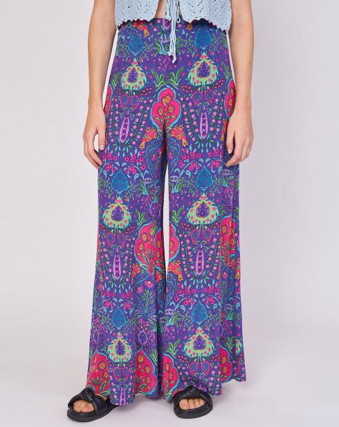 Marineblauwe broek met print van Joliflor