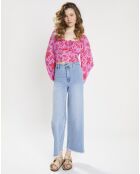 Top cropped Fleurs violet/rouge