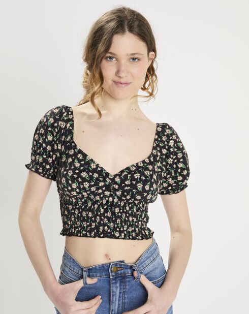 Top croppeds Love Song taille smockée multicolore