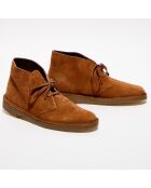 Desert boots en Velours de Cuir cognac