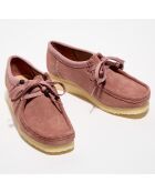 Derbies en Velours de Cuir Wallabee vieux rose