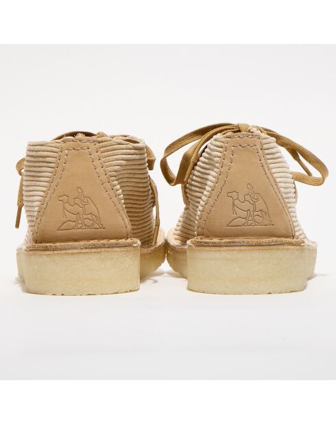 Derbies en Velours de Cuir & Tissu côtelé Desert Nomad sable