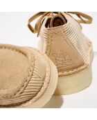 Derbies en Velours de Cuir & Tissu côtelé Desert Nomad sable