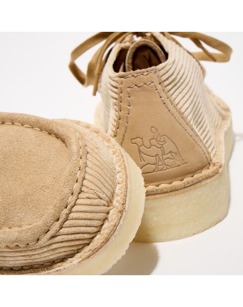 Derbies en Velours de Cuir & Tissu côtelé Desert Nomad sable
