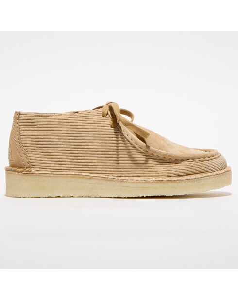 Derbies en Velours de Cuir & Tissu côtelé Desert Nomad sable