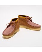 Boots en Velours de Cuir Wallabee marron/rose