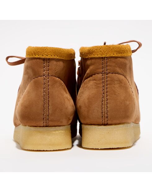 Boots en Velours de Cuir Wallabee marron/rose