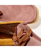 Boots en Velours de Cuir Wallabee marron/rose