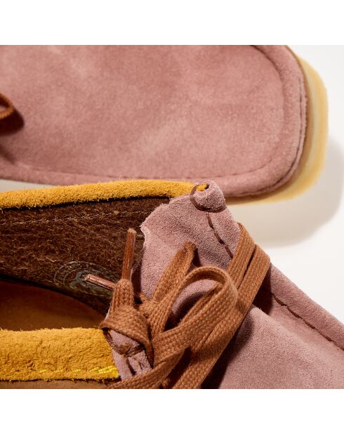 Boots en Velours de Cuir Wallabee marron/rose