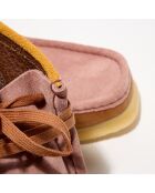 Boots en Velours de Cuir Wallabee marron/rose