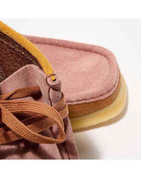 Boots en Velours de Cuir Wallabee marron/rose