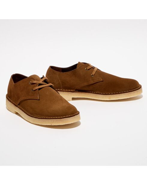 Derbies en Velours de Cuir Desert Khan marron