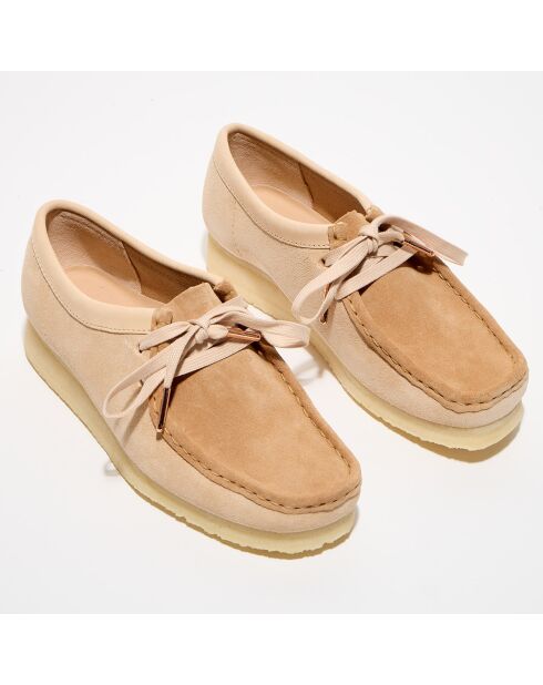 Derbies en Velours de Cuir Wallabee beige/marron