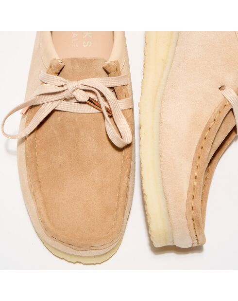 Derbies en Velours de Cuir Wallabee beige/marron