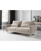 Canapé en Velours convertible avec coffre Vermont 3 places beige clair - 222x105x90 cm