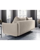 Canapé en Velours convertible avec coffre Vermont 3 places beige clair - 222x105x90 cm