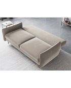 Canapé en Velours convertible avec coffre Vermont 3 places beige clair - 222x105x90 cm