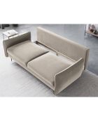 Canapé en Velours convertible avec coffre Vermont 3 places beige clair - 222x105x90 cm