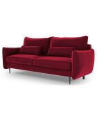 Canapé en Velours convertible avec coffre Vermont 3 places rouge - 222x105x90 cm