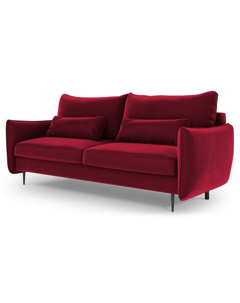 Canapé en Velours convertible avec coffre Vermont 3 places rouge - 222x105x90 cm