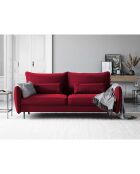 Canapé en Velours convertible avec coffre Vermont 3 places rouge - 222x105x90 cm