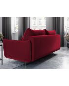 Canapé en Velours convertible avec coffre Vermont 3 places rouge - 222x105x90 cm