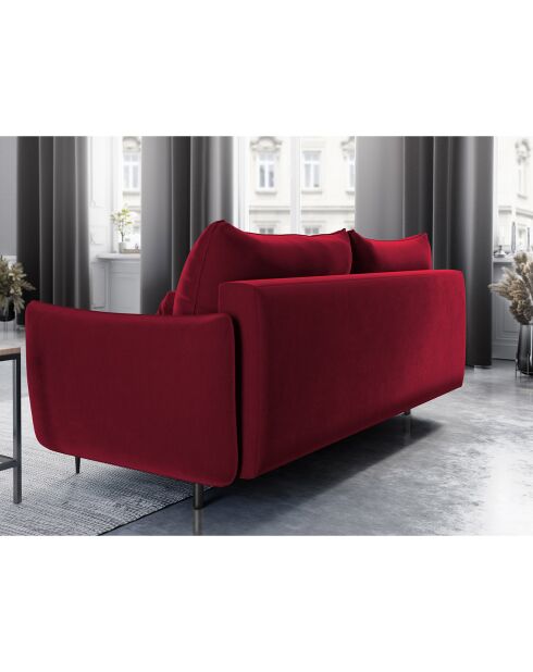 Canapé en Velours convertible avec coffre Vermont 3 places rouge - 222x105x90 cm